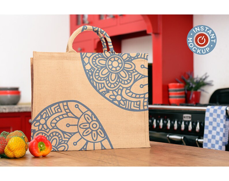 Download Instant mockup Burlap shopping-bag tote bag mock up jute ...