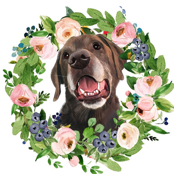Custom Animal Portrait/ Custom Pet Portrait/ Personalized Gift for Parents/ Pet Loss Gifts/ Custom Dog Portrait P02