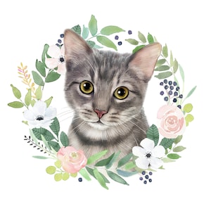 Custom Cat Drawing from Photo - Custom Pet Portrait - Cat Painting - Gift for Cat Lovers - Cat Loss Gift - Leflore Studio image 1
