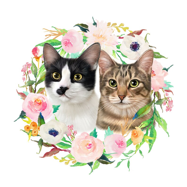 Custom Cat Drawing from Photo - Custom Pet Portrait - Cat Painting - Gift for Cat Lovers - Cat Loss Gift - Leflore Studio image 2