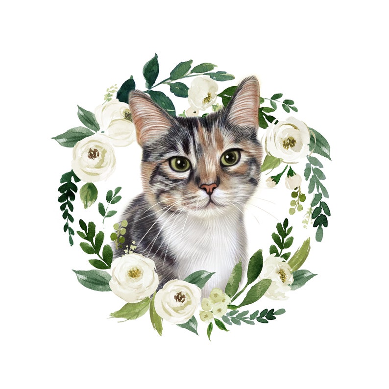 Custom Cat Drawing from Photo - Custom Pet Portrait - Cat Painting - Gift for Cat Lovers - Cat Loss Gift - Leflore Studio image 3