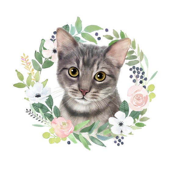 Custom Cat Drawing from Photo -  Custom Pet Portrait - Cat Painting - Gift for Cat Lovers - Cat Loss Gift - Leflore Studio