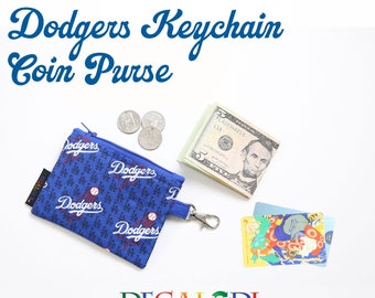 L.A. Dodgers Keychain Coin Purse / Baseball Fan Accessory / Small Zipper Pouch