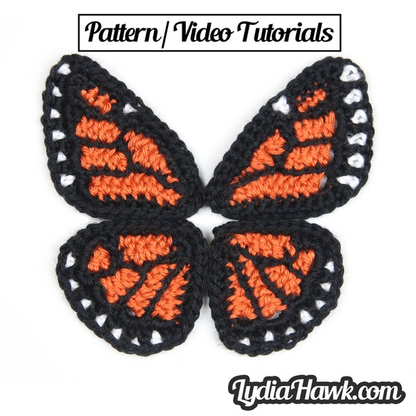 Butterfly Applique, Crochet Butterfly, Video Tutorial, Technique Notes Tutorial, Crochet Butterfly Pattern, Crochet Butterfly Applique