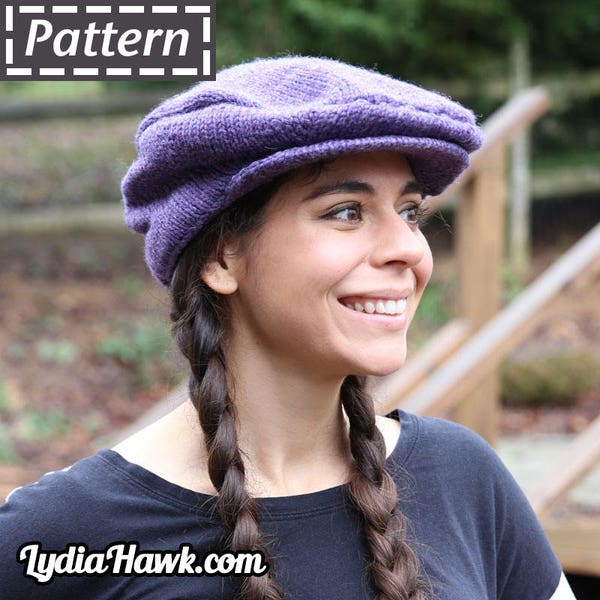 Knit Hat Pattern • Knit Unisex Hat  • Knit Mens Hat • Winter Hat Pattern • Knit Cap Pattern • Irish Cap • Newsboy Pattern • Flat Cap Pattern