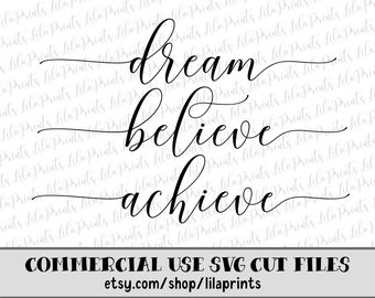 Dream Believe Svg Etsy