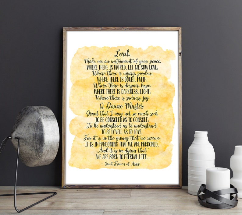 Lord make me an instrument of your peace saint francis of etsy