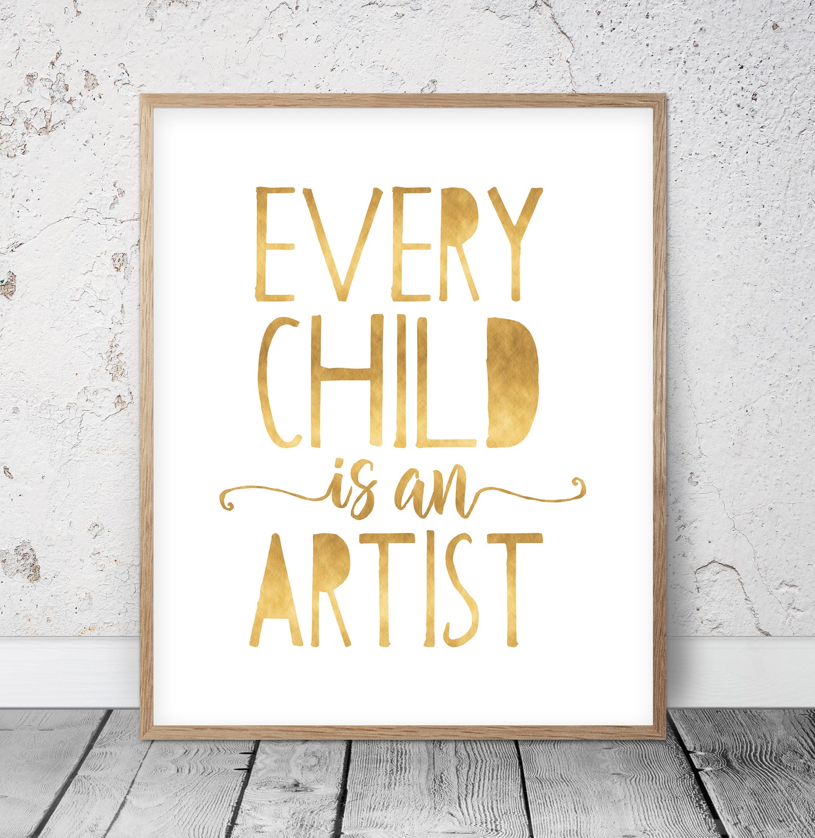 Every Child Is An Artist Gold Nursery Decor Kids Quotes Etsy