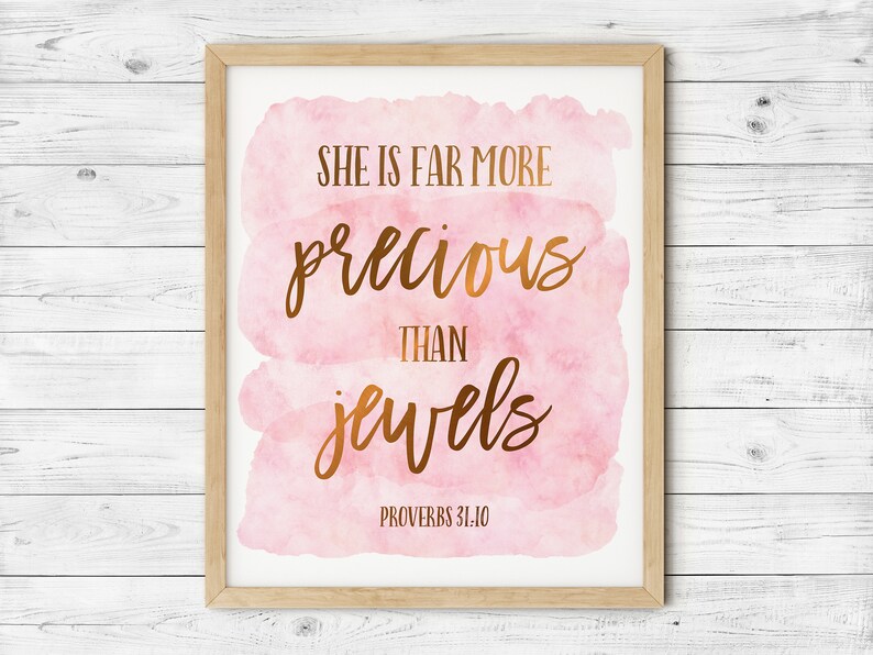She is Far More Precious Than Jewels Proverbs 3110 Bible Etsy