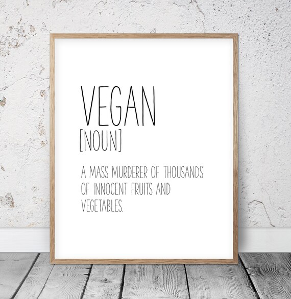 Vegan Funny Definition Print Definition Printable Wall Art | Etsy