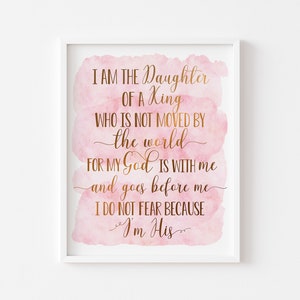 I Am The Daughter Of A King Bible Verse Printable Baptism | Etsy