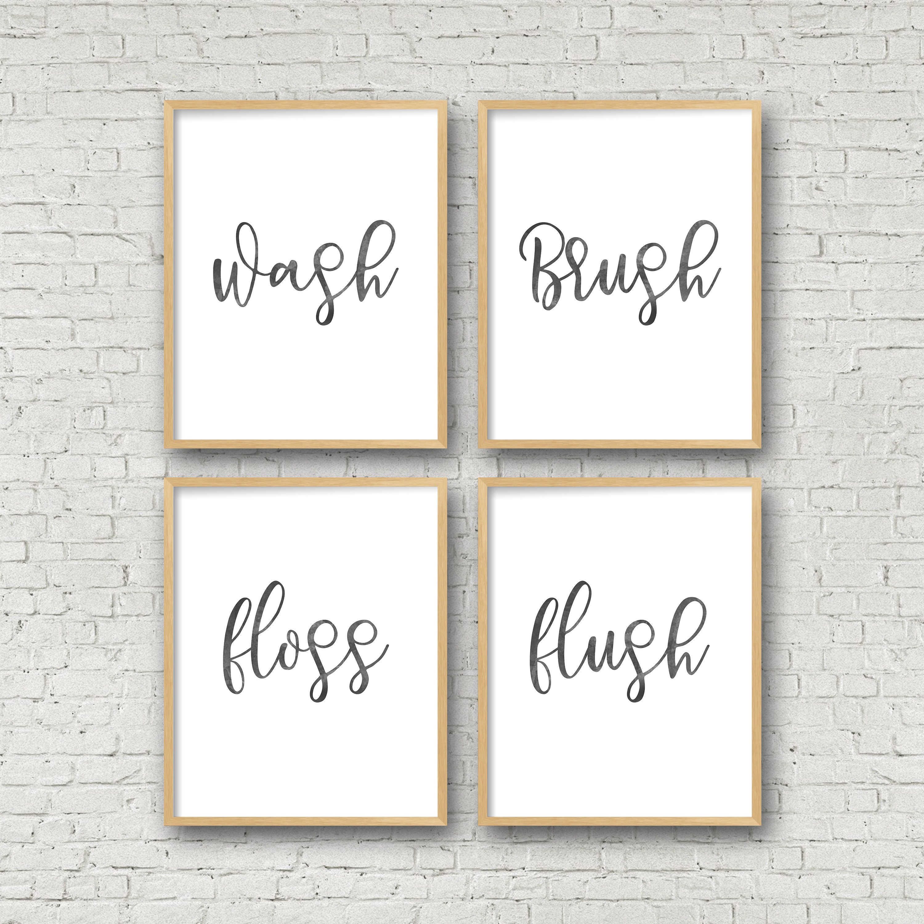 Bathroom Rules Wash Brush Floss Flush Printable Sign Kids Etsy