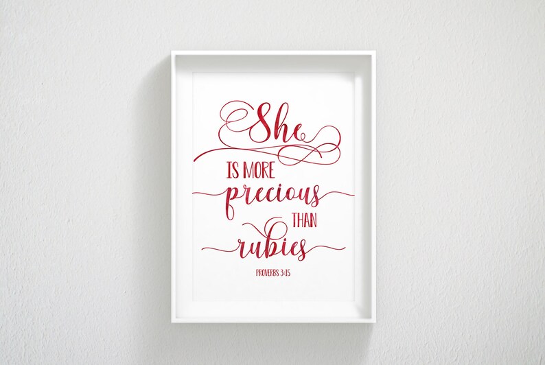 She Is More Precious Than Rubies Proverbs 315 Bible Verse Etsy