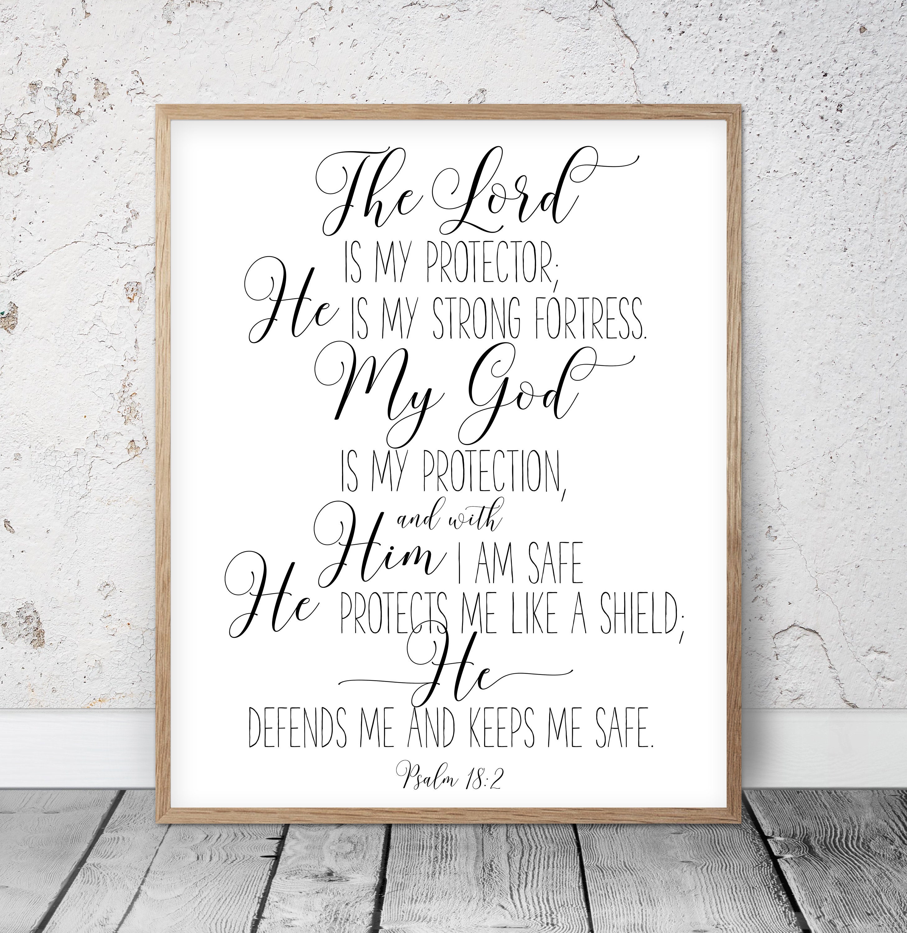The Lord Is My Protector Psalm 182 Bible Verse Printable Etsy