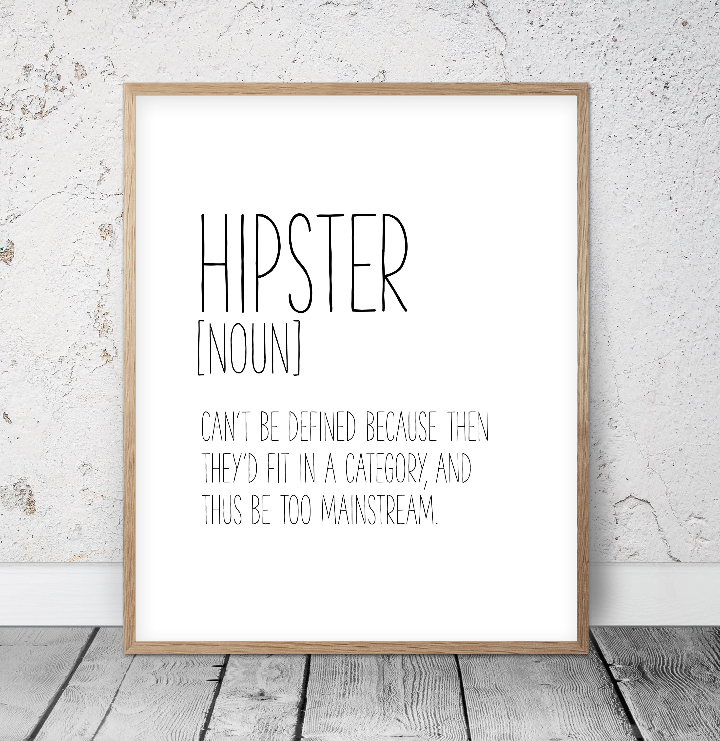 Hipster Funny Definition Print Definition Printable Wall Art Etsy