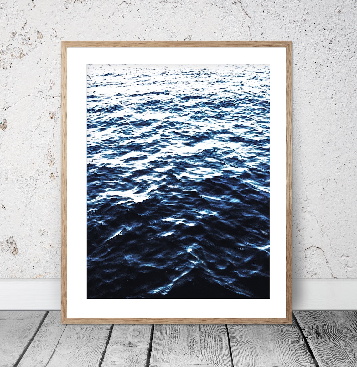 Set Of 3 Beach Prints Navy Blue Ocean Printable Wall Art Etsy