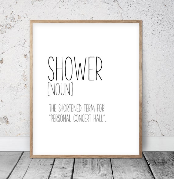 Shower Definition Print Definition Printable Art Bathroom Etsy