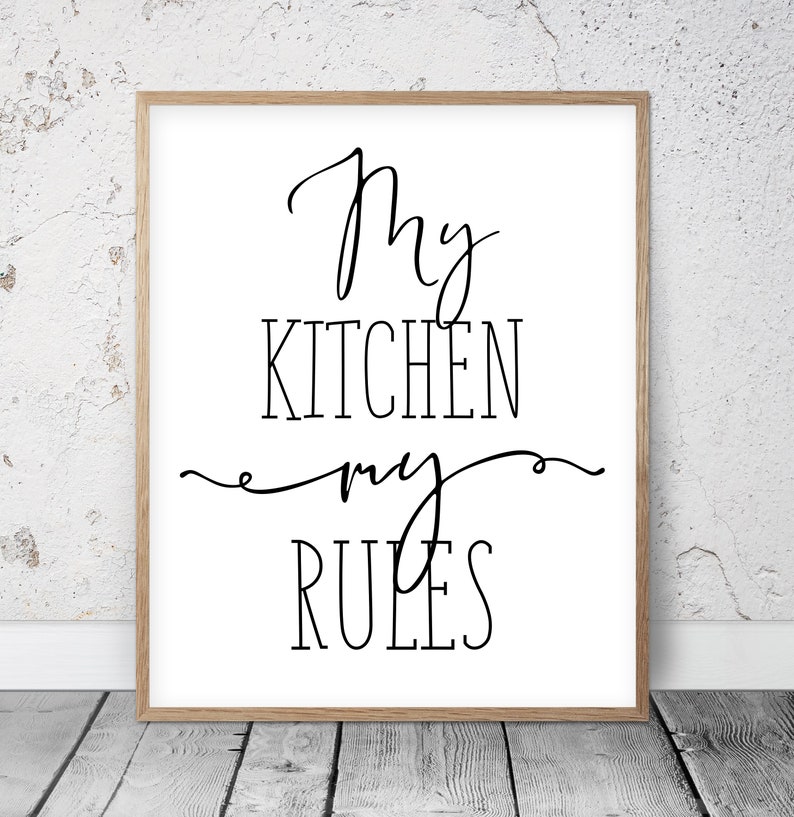 Set of 4 Funny Kitchen Wall Art My Kitchen My Rules Coffee | Etsy