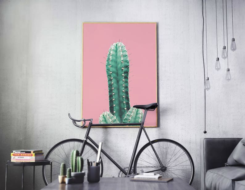 Pink Cactus Print Download Pink Cactus Wall Art Pink Etsy