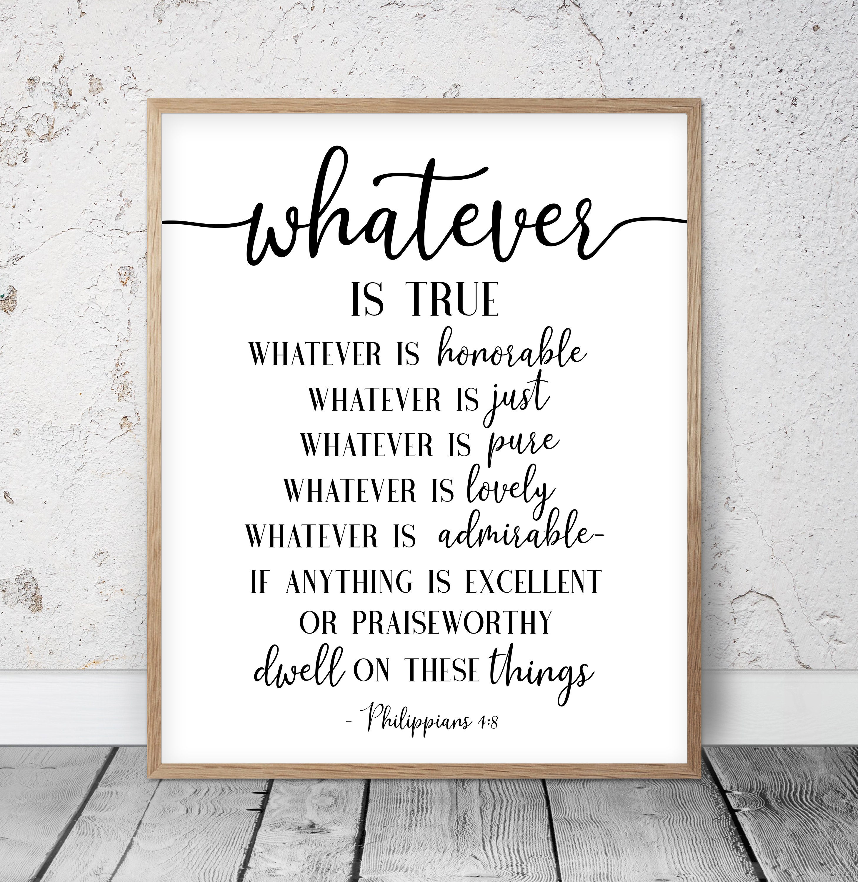 Whatever Is True Noble Right Pure Lovely Admirable Etsy