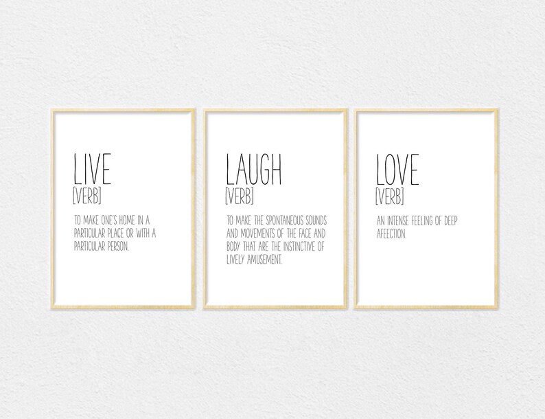 Set Of 3 Prints Live Laugh Love Definition Print Live Laugh Etsy