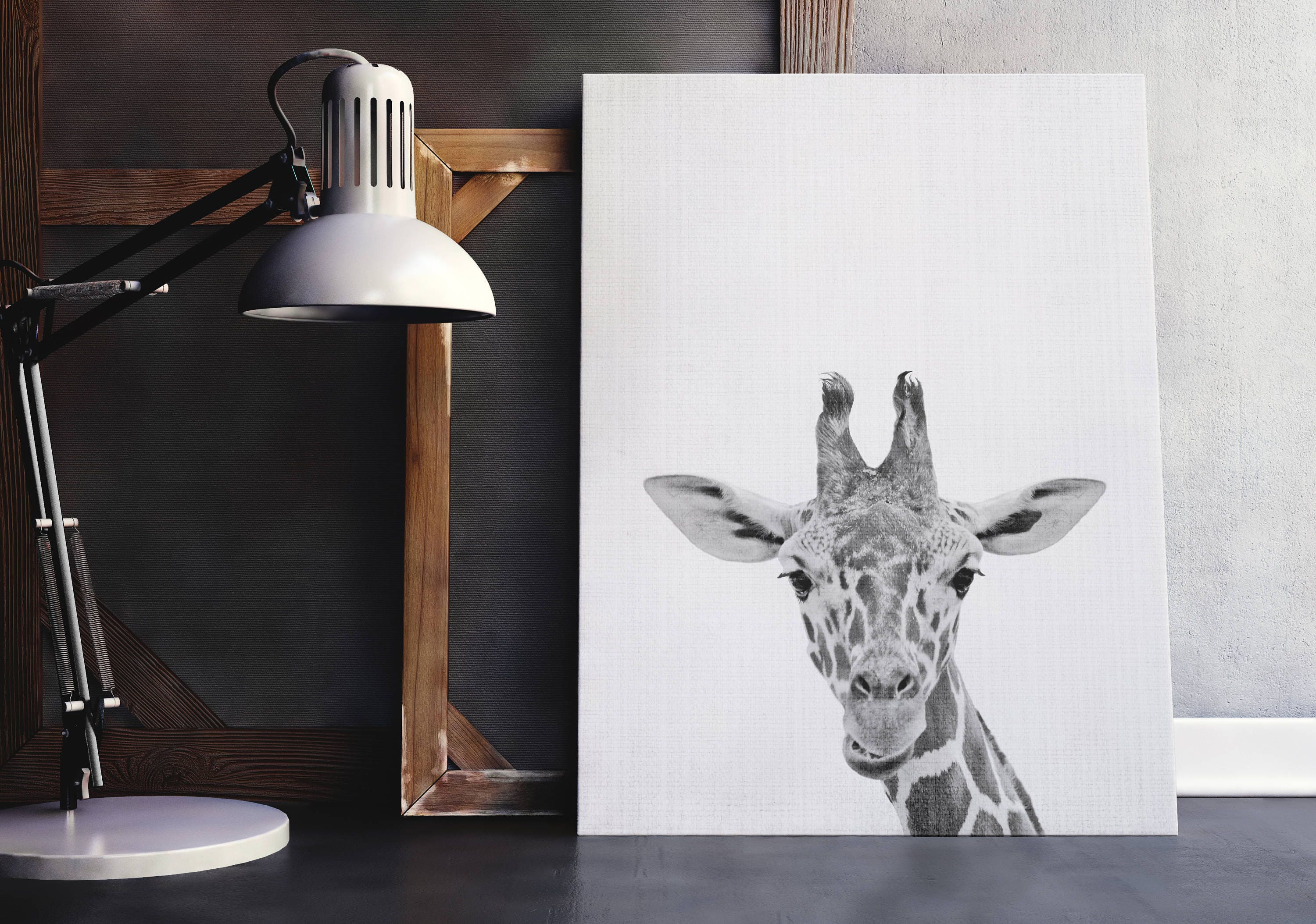 Giraffe Art African Print Giraffe Wall Decor Black White Etsy