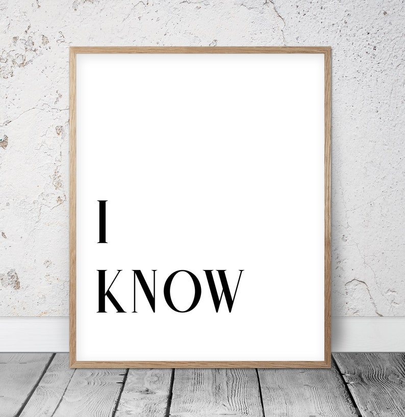 I Love You I know Bedroom Wall Art Wedding Gift Romantic Etsy