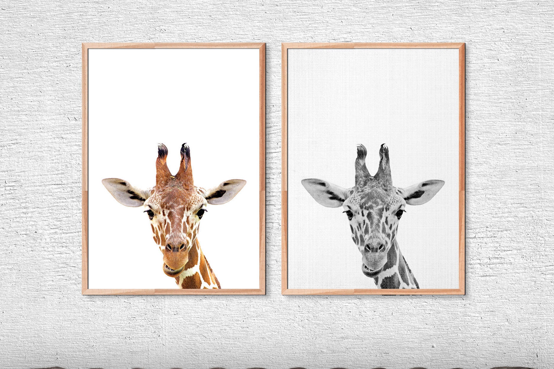 Giraffe Art African Print Giraffe Wall Decor Black White Etsy