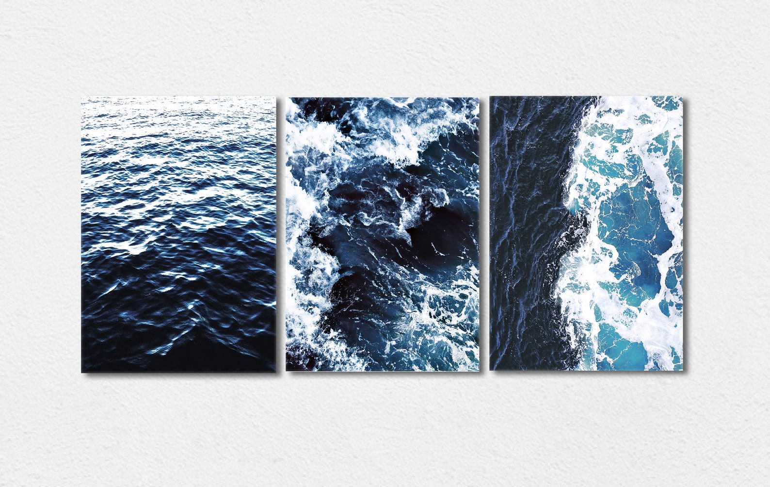 Set Of 3 Beach Prints Navy Blue Ocean Printable Wall Art Etsy