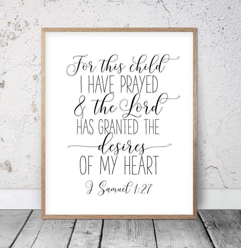 Bible Verse Printable For This Child I Have Prayed 1 SAMUEL | Etsy