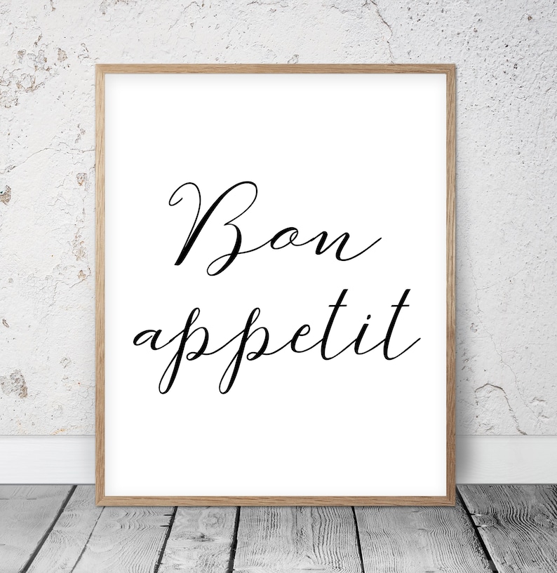 Minimalist Kitchen Decor Bon Appetit Sign Bon Appetit Print Etsy