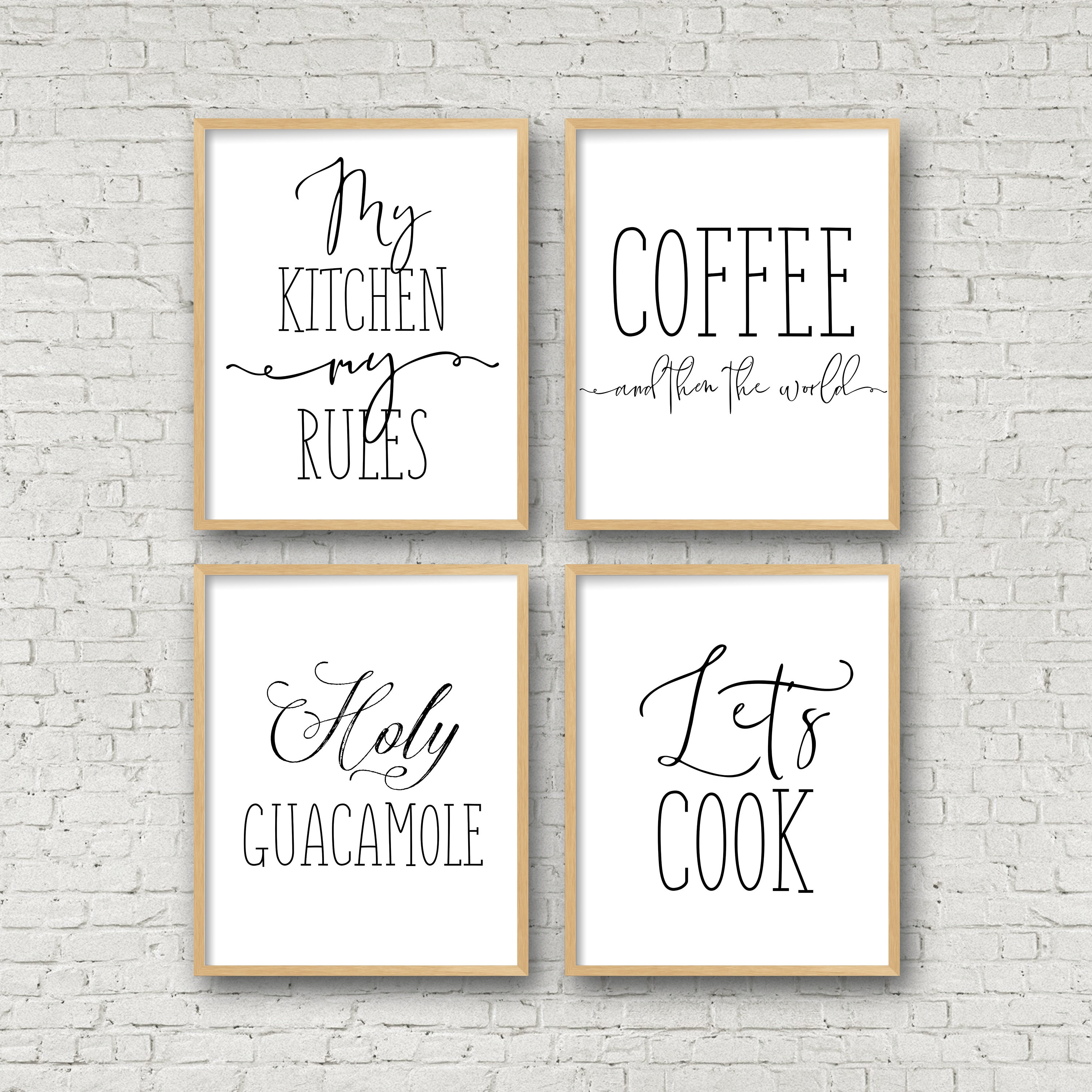 Set Of 4 Funny Kitchen Wall Art My Kitchen My Rules Coffee Etsy