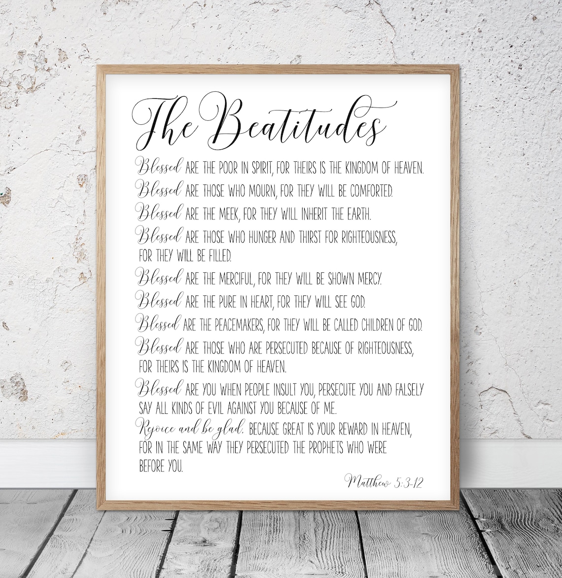 The Beatitudes Matthew 5:3-12 Bible Verse Printable Wall | Etsy