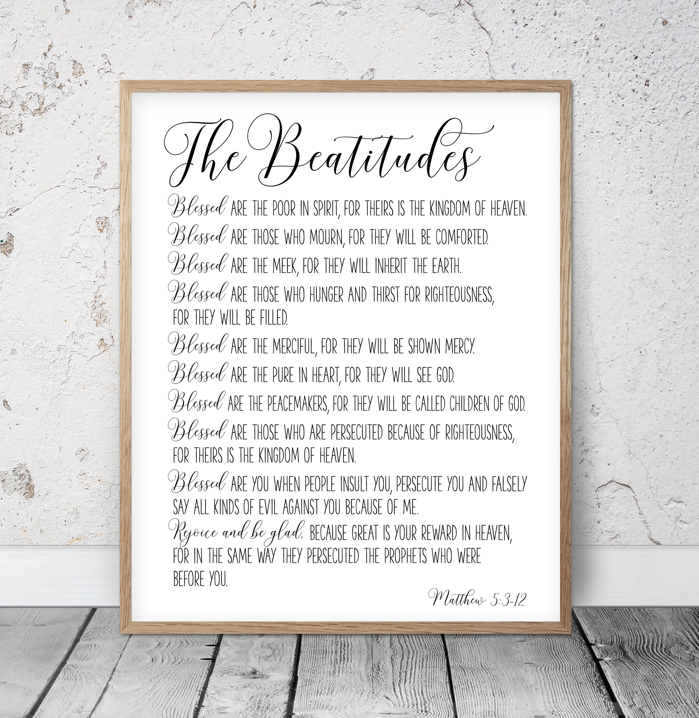 The Beatitudes Matthew 5 3 12 Bible Verse Printable Wall Etsy The Beatitudes Matthew 5 3 12 Bible Verse Printable Wall Etsy