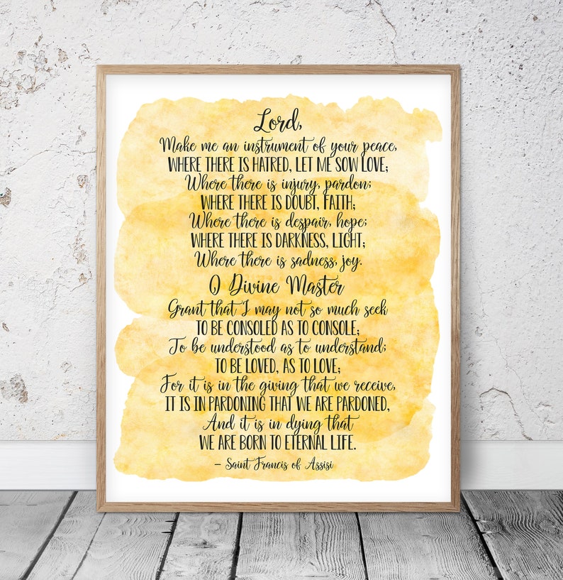 Lord make me an instrument of your peace saint francis of etsy