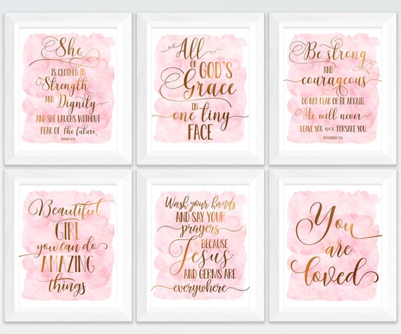 pink and gold nursery decor