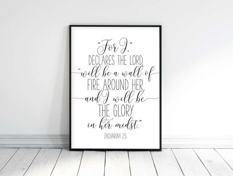 I Will Be A Wall Of Fire Around Her Zachariah 25 Nursery Etsy