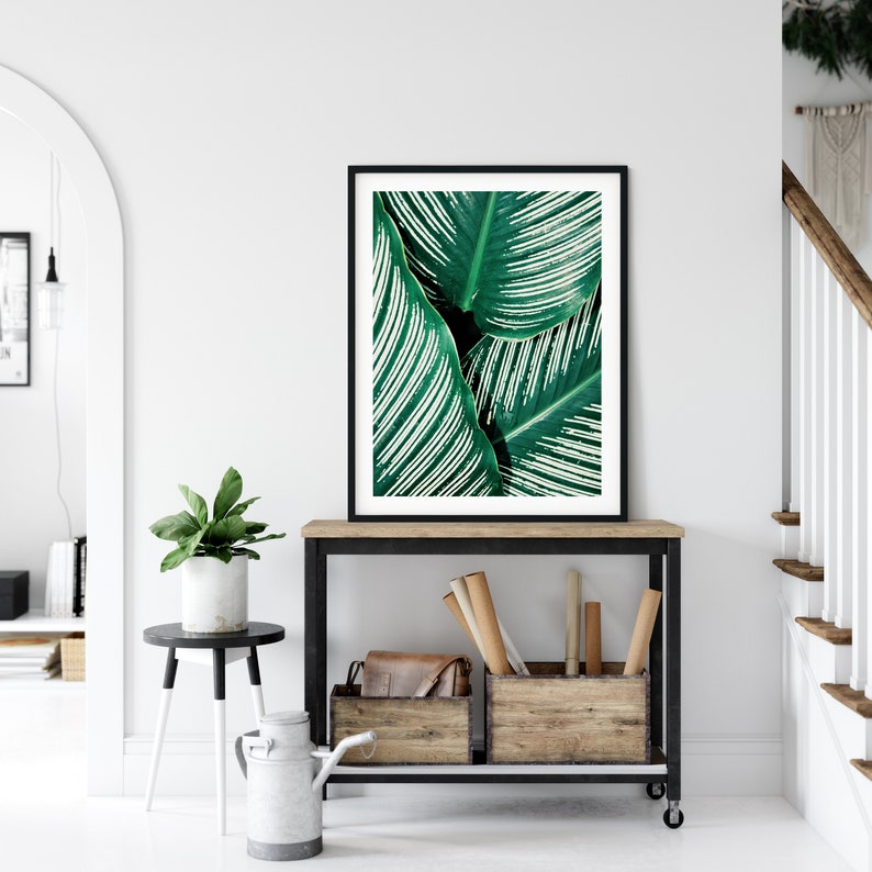 Leaf Art Green Wall Decor Tropical Leaf Wall Art Green | Etsy