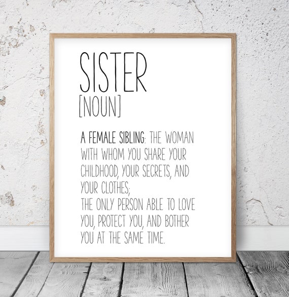 Signe De Definition De Soeur Art De Mur De Definition Drole Etsy