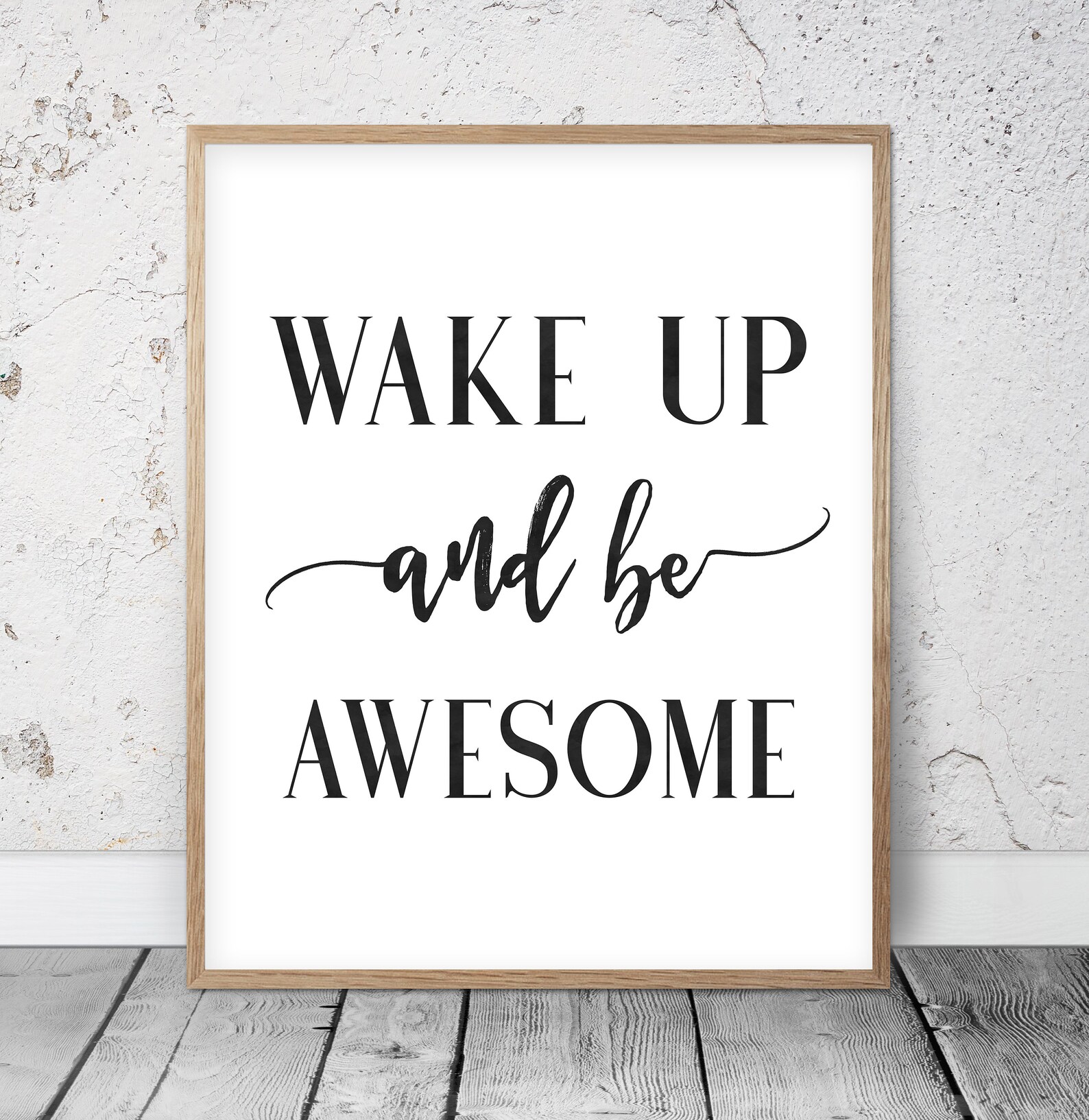 Wake Up and Be Awesome Typography Poster Inspirational Quote Etsy