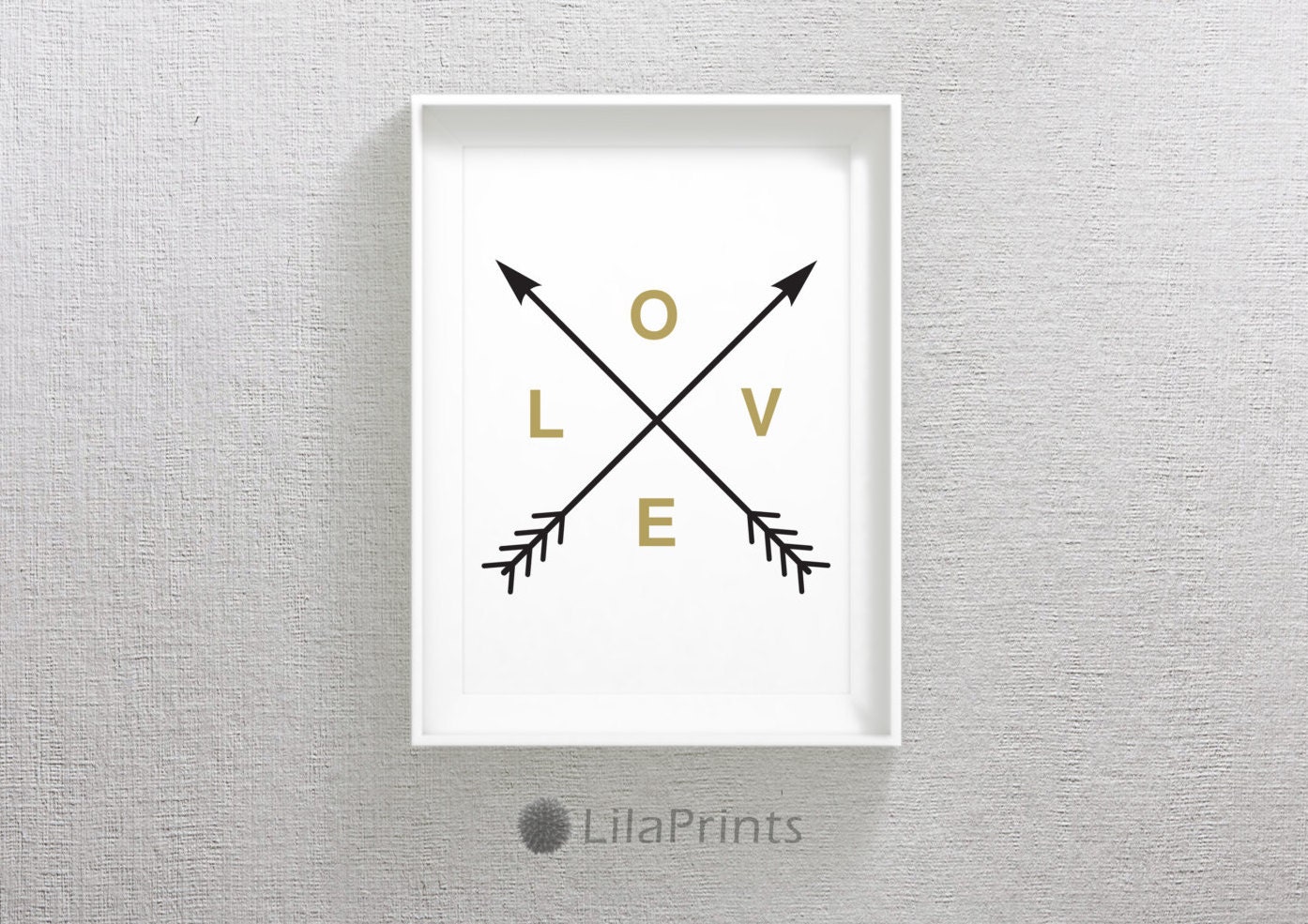 Love Art Wall Decor Black and Gold Wall Art Love Arrow Etsy