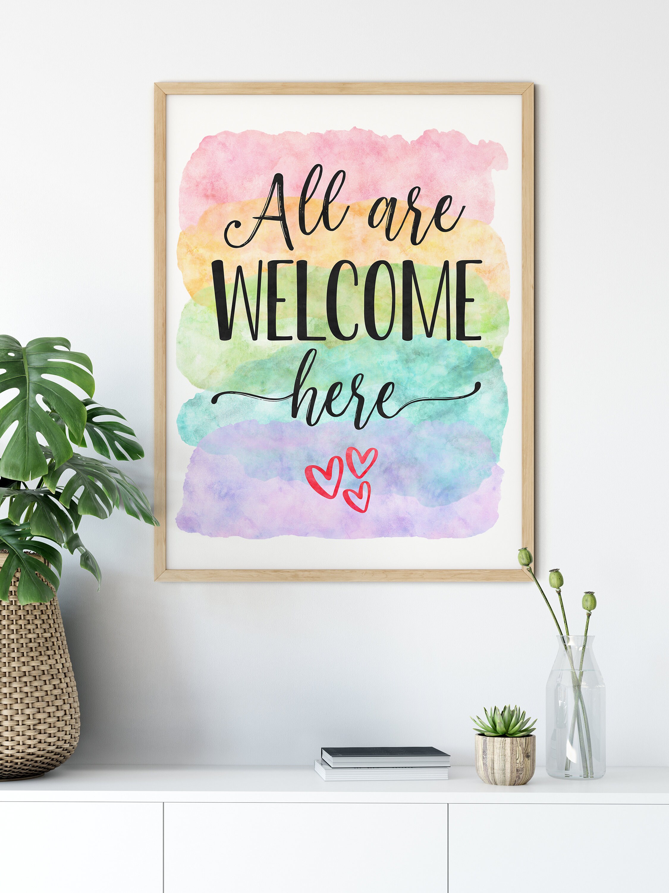 All Are Welcome Here Classroom Signs Printable Bulletin | Etsy