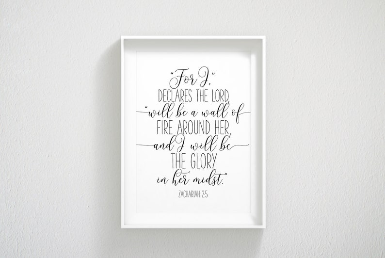 I Will Be A Wall Of Fire Around Her Zachariah 25 Nursery Etsy