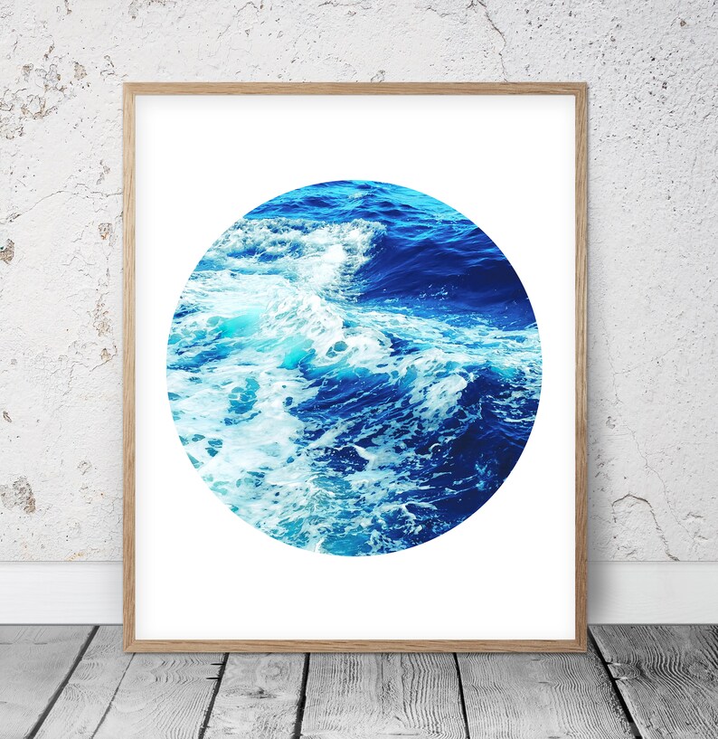 Aqua Print Sea Wall Art Printable Aqua Wall Art Blue Wall | Etsy