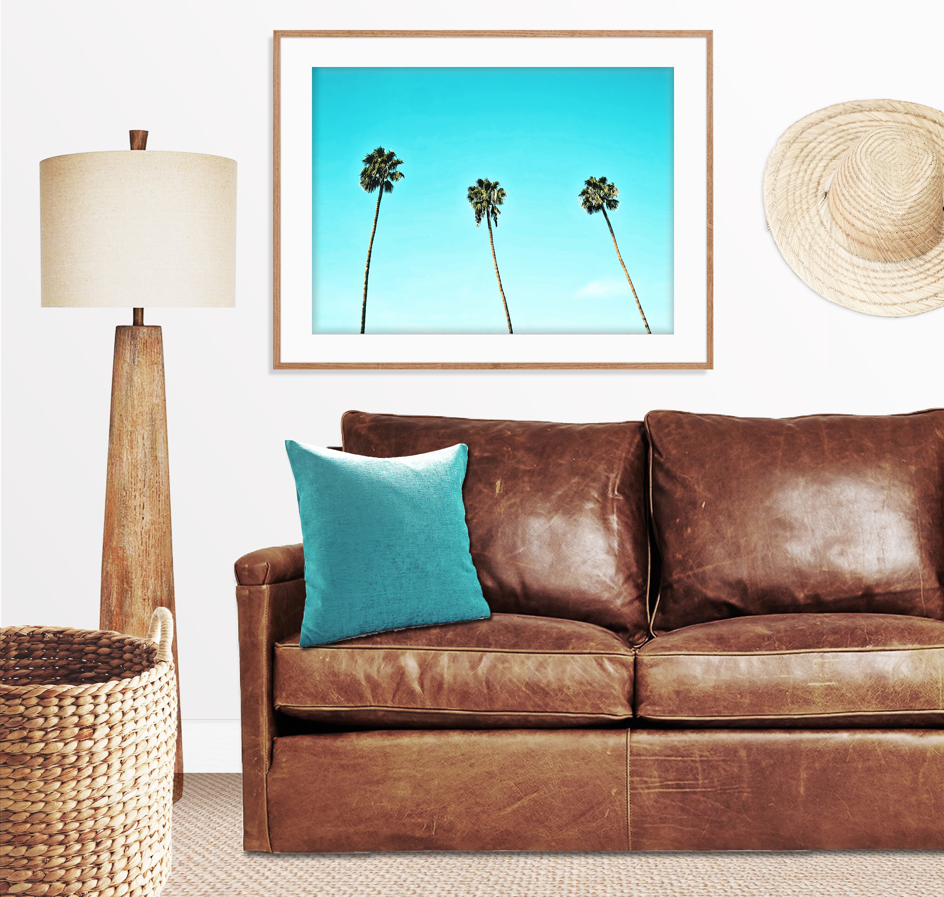 Beach House Art Los Angeles Poster Teal Beach Home Decor Etsy
