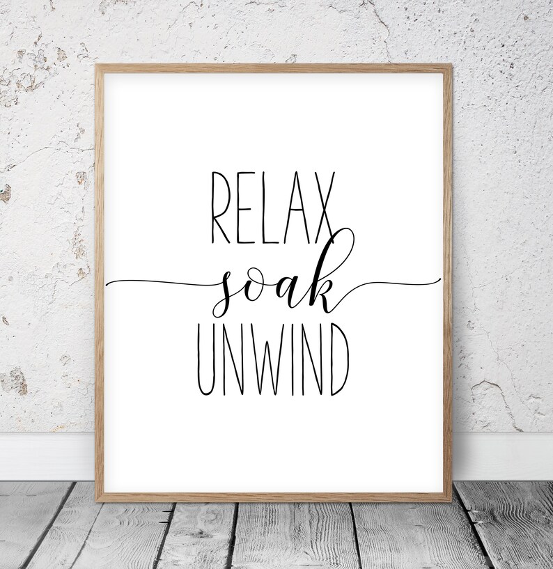 Relax Soak Unwind Sign Bathroom Quote Relax Sign Black and Etsy