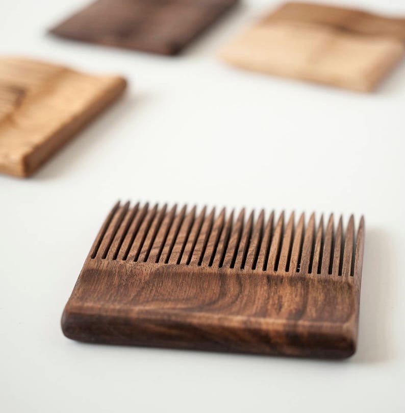 Pente de madeira, pente de contas, pente de bigode, pente de cabelo, feito à mão, presente de feriado, presente para ele, nogueira, cereja, bordo, imagem 4