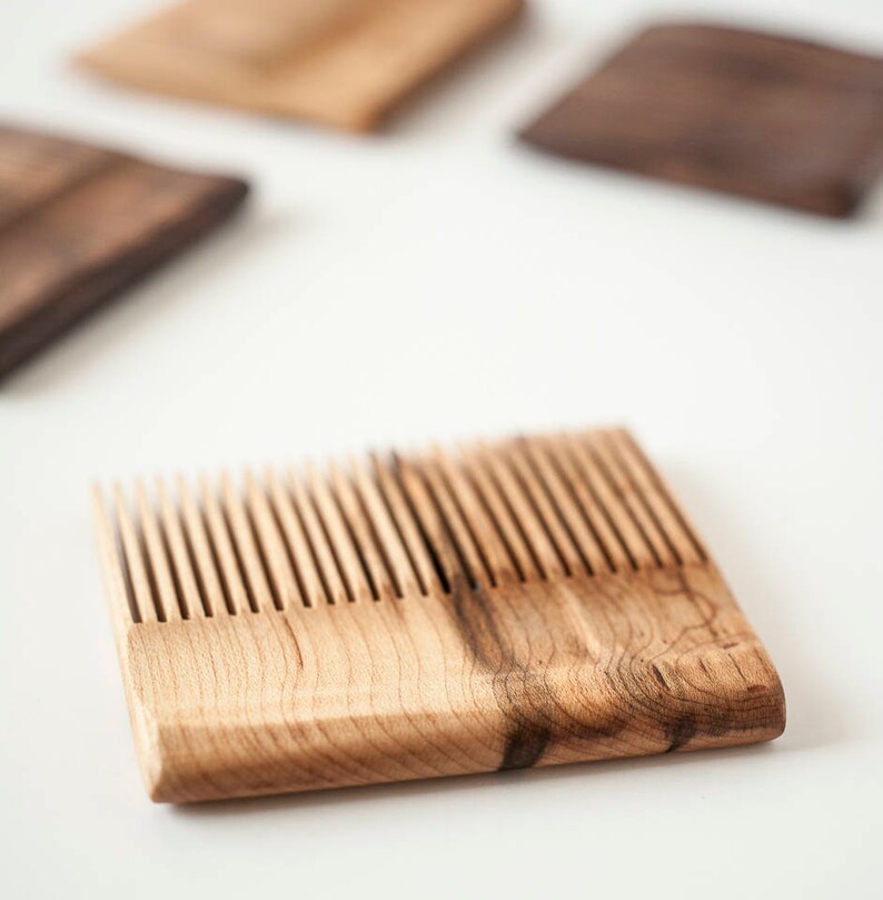 Pente de madeira, pente de contas, pente de bigode, pente de cabelo, feito à mão, presente de feriado, presente para ele, nogueira, cereja, bordo, imagem 6