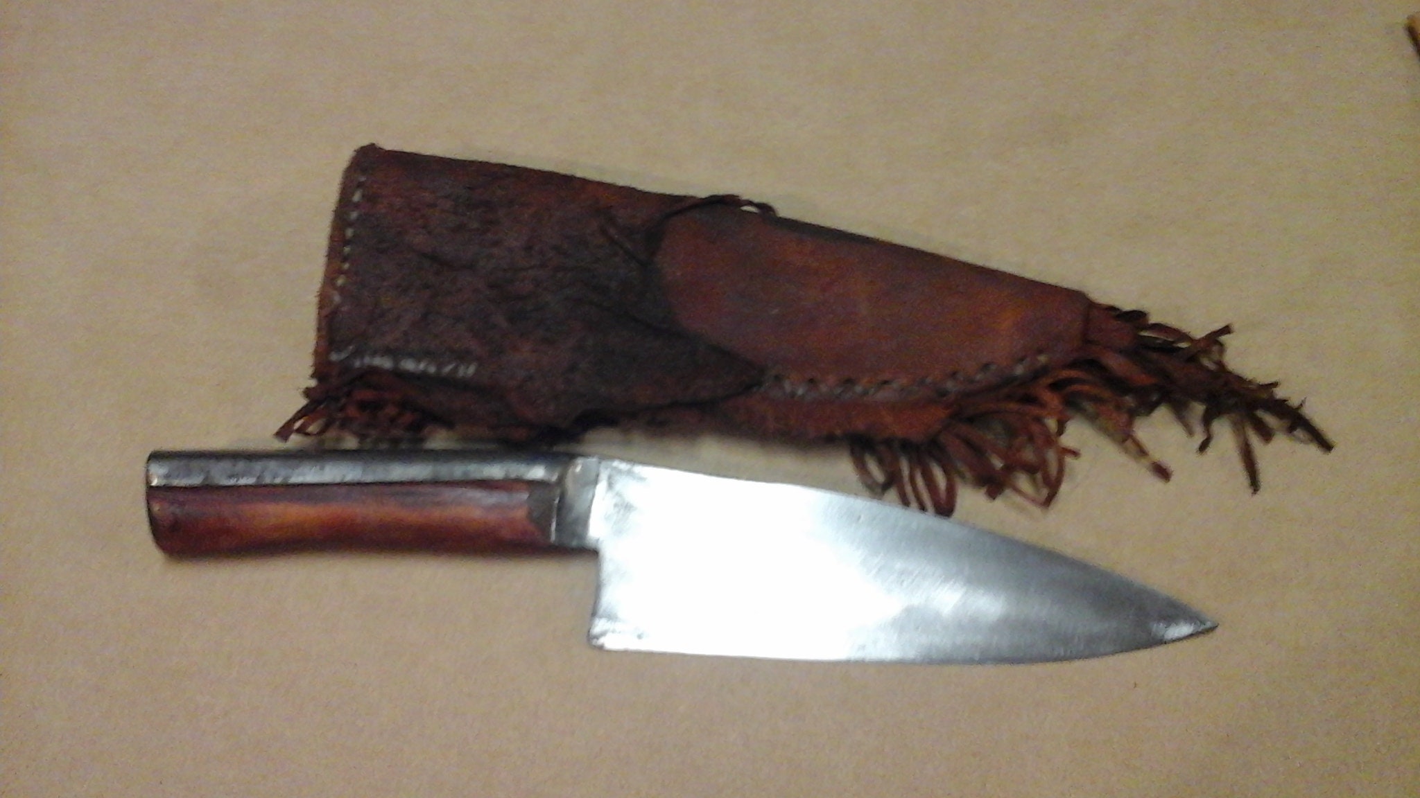 Item 28.Sheep shear knife. Wood handle. Leather sheath. Etsy