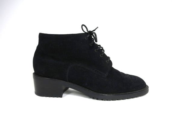 suede lace up booties flat